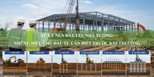 Xử lý nền đất yếu nhà xưởng: Những điều chủ đầu tư cần biết trước khi thi công